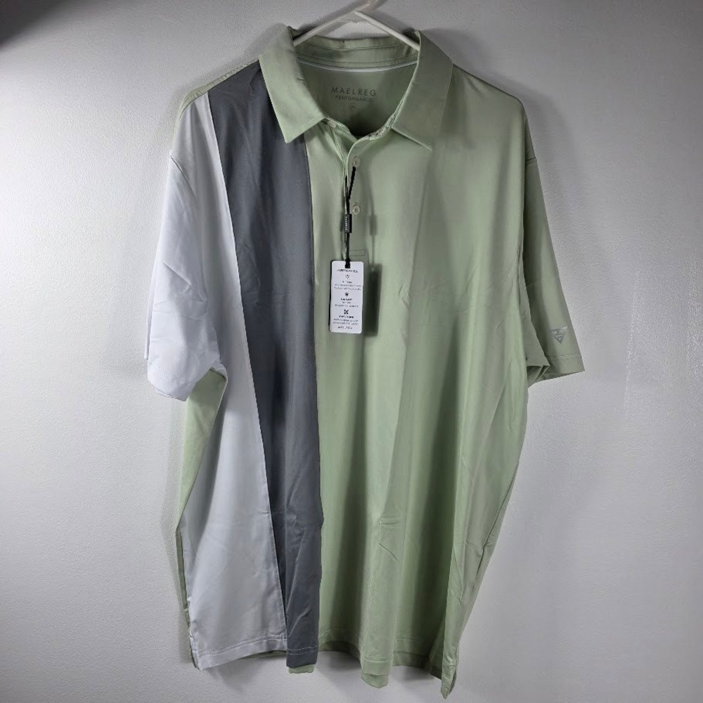 Maelreg Performance Golf Polo Shirt Mens 2XL‎ Two Tone Athletic Casual